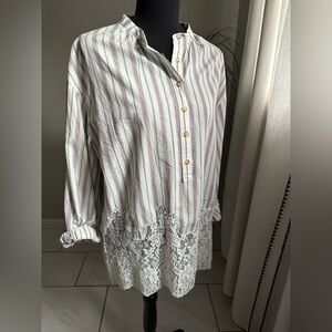 Pilcro Multicolor Striped Shirt with Red Stitching